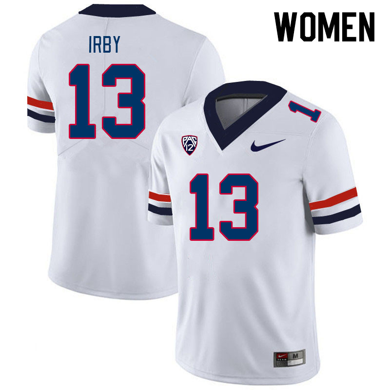 Women #13 Martell Irby Arizona Wildcats College Football Jerseys Stitched-White - Click Image to Close